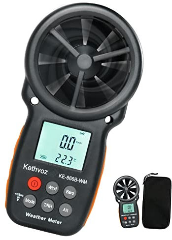 Handheld Anemometer Wind Speed Meter, Kethvoz Digital Windspeed Tester w/Barometer Altimeter Measure Air Velocity Temp Altitude Humidity for HVAC Air Vent Drone Shooting Hiking 866B-WM