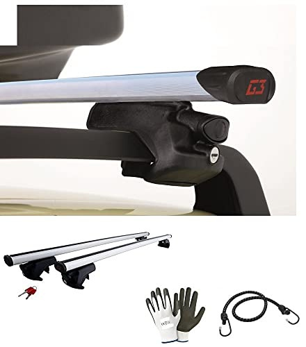 Compatible con Toyota Rav 4 (Rails) 5p 2003 barras portaequipajes 130 cm de aluminio homologada 75 kg para realing abiertos elevados desde el techo del coche barra enganche de clip seguro y robusto