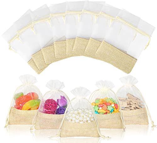 ilauke Organza-Beutel, klein, 9 x 12 cm, Jutebeutel, Schmuckbeutel mit Kordelzug, Netz-Geschenkbeutel für Hochzeit, Party, Geburtstag, Basteln, Weihnachten, Babyparty, 36 Stück