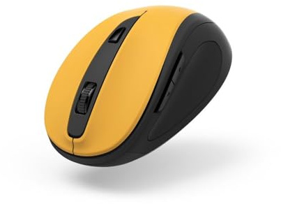 Hama ergonomische Funkmaus kabellos (6 Tasten, 2,4GHz, 800/1200/1600dpi, optische Maus kabellos, Wireless, Maus ergonomisch, Computermaus, für Laptop/PC/Notebook, Rechtshänder, USB-Empfänger) gelb