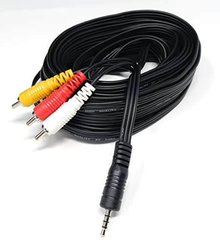DRUT 10 m 3,5 mm Prise Jack 4 pôles vers 3 x RCA Phono Composite Audio vidéo AV AUX câble de Plomb 33 Pieds