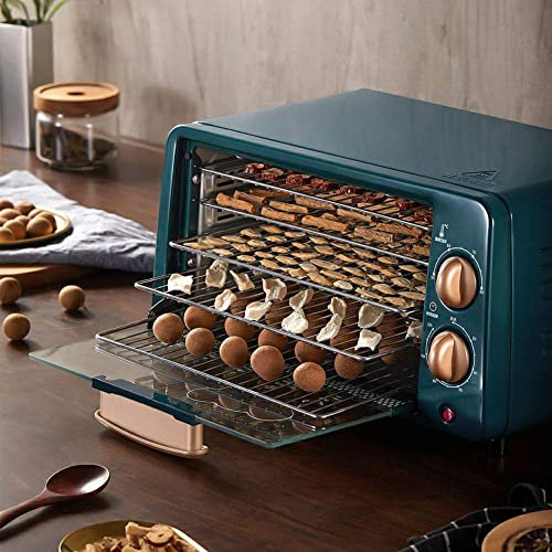 fikujap 5 Plateaux Machine de déshydrateur Alimentaire avec Recette de fenêtre en Verre Complet, Thermostat 50-80 ° C, minuterie 12 Heures, Machine à sécher pour Les Fruits, légumes et viandes