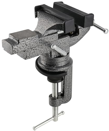 DAKFOOK Morsa da banco da 80 mm, morsetto portatile con base girevole a 360°, morsa in ghisa resistente, nero