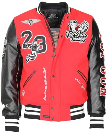 Top Gun Chaqueta universitaria para hombre Tg23004, rojo, L