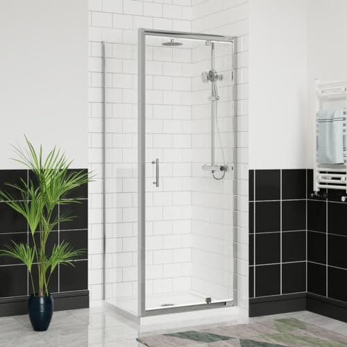 Aquariss 760x760mm Pivot Shower Door Enclosure Reversible Screen + Side Panel 6mm Shower Glass Self Clean Square Cubicle Door Chrome Frame