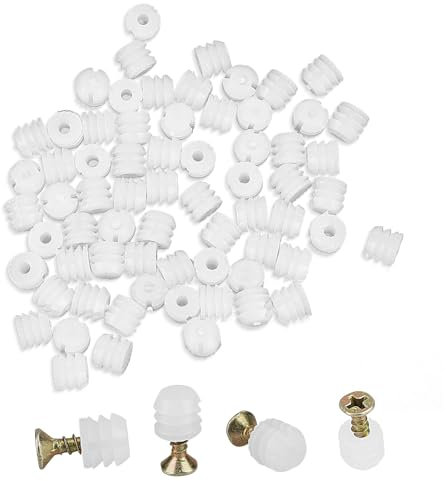 100 PCS Hinge Expansion Dowels with Screws, Hinge Dowel Inserts for Cabinet Cupboard Desk Chair