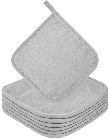 URAQT 6 Stück Abschminktuch aus Mikrofaser, 20 x 20 cm Wiederverwendbar Mikrofaser Gesichtsreinigungstuch, Make-up-Entferner-Tücher, Wiederverwendbar, Für Daily Travel Cosmetic(Grau)