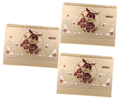 Shuanggui 3 Stück 2023 2023 Jahr des Kaninchens Kalender Stehtischkalender 12 Monate Kalender Chinesischer Kalender Stehtischkalender 2023 Neujahrsplaner Staffelei Vertikales Arbeitspapier charitable