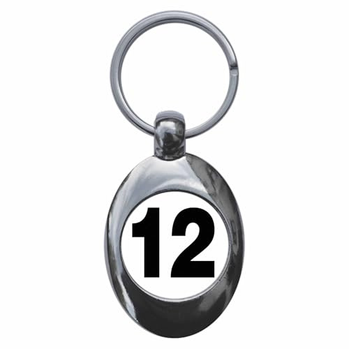 Ozorath Plain Number 12 Twelve Keyring Keychain Key Ring Chain With Trolley Coin