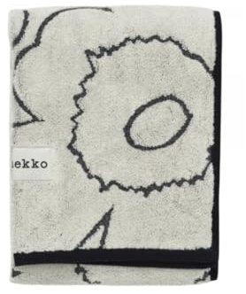 Marimekko Piirto Unikko Hand Towel 50x100 cm, 100 x 50 - Ivory, Black