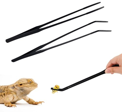 PEUTIER 2pcs Reptile Feeding Tongs, Reptile Feeding Long Tweezers Stainless Steel Extra Snake Feeding Tongs for Snake Tortoise Lizard Frog Spider