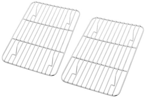 Rejilla para enfriar, rejilla para pasteles rectangular de acero inoxidable, rejilla para hornear reutilizable, para hornear, asar, enfriar, apta para lavavajillas, 24,8 cm * 18,9 cm * 2 cm, 2 piezas