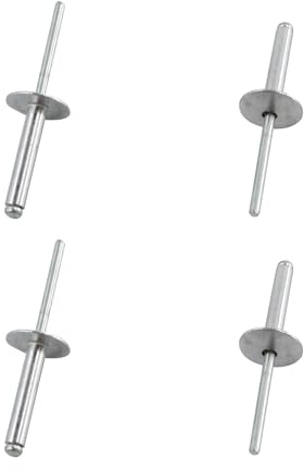 AUXBC 60 Stück Aluminium-Blindnieten, Aluminiumnieten mit großem Kopf, Aluminiumgriff und Stahldornnieten