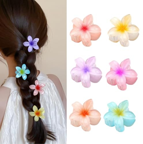 Blumen Haarklammer, 6 Stück Strandblumen Kunststoff Haarklammern für Frauen Mädchen Haarstyling Zubehör