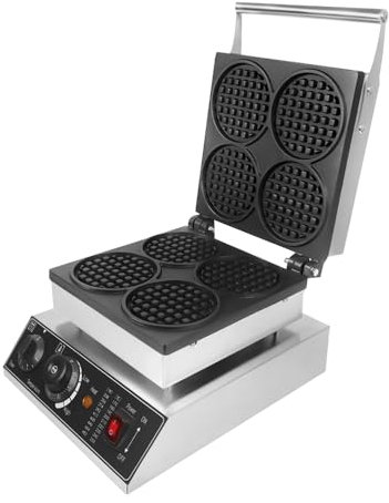 1750W Commercial Electric Waffelmaschine mit vier 4,52 Zoll-Formen Rund Geliefert, Elektrischer Waffelbereiter,Tisch Stehend Waffeleisen Krups Sandwich Waffel Maker, 50~300 ℃, Antihaftbeschichtung