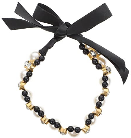 COSMEVIVI Pet Collar Decorative Pearl Ribbon Bow Knot Dog Cat Necklace Black m Party Accessory for Small to Medium Pets