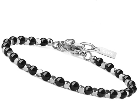 Unique Gems Edelsteinarmband echter Obsidian Ø 4mm Stainless Steel Damen & Herren Naturstein Armband 16cm bis 20cm Juweliers- Qualität