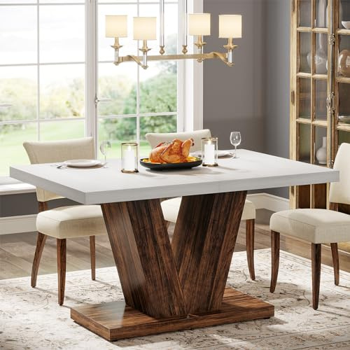 Tribesigns Mesa de comedor para 4 personas, mesa de cocina de 120 cm con base pesada, mesa de comedor de madera para casa o comedor