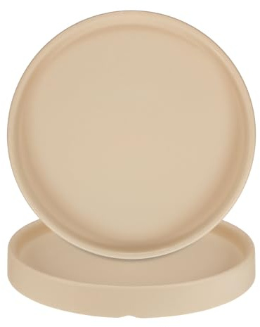 M METERXITY 2-Pz Vassoio per Piante in Ceramica, Vassoio Raccogli-Acqua per Piante da 6,3, Sottovaso per Piante da Interno/Esterno/Vassoio per Drenaggio Fiori [Giallo Rotondo]