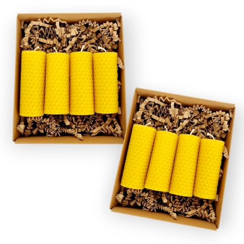 Handgefertigtes Bienenwachskerzen Set, 8 Stück, reines Bienenwachs, 8 cm Höhe