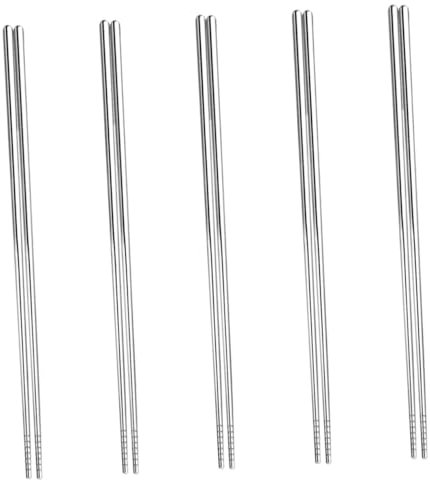 COLLBATH Bacchette in Acciaio Inox Per Friggere Lunghe 32 Cm Riutilizzabili Per Cucina Cinese Coreane E Giapponesi 5 Paia