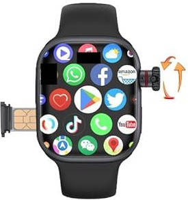Reloj inteligente 4G con tarjeta SIM CD99 AMOLED para hombres y mujeres, WiFi, celular, GPS, NFC, serie 9, Android 8.1, cámara giratoria, reloj deportivo (negro, 8+128GB)