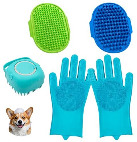 Spazzola Da Bagno Per Cani, 4 Pezzi Spazzola Per il Bagno Del Cane Spazzola Per Shampoo Per Cani Spazzola Guanti Per Toelettatura Animali Domestici Spazzola Per Doccia
