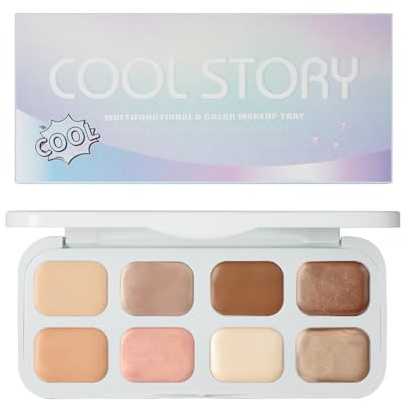 8 Colour Cream Eyeshadow Palette - Multi-Use as Highlighter & Contour, Highly Pigmented, Long-Lasting, Concealer Palette Blendable Makeup Set for Shimmer & Matte Looks