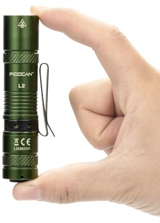 PIOOCAN L2 Small Torch Rechargeable,1200 Lumen Powerful Torch LED Super Bright,Pocket Torches Battery Powered with Clip, Super Bright Mini Flashlight for Camping, Home, and Emergencies (Green)