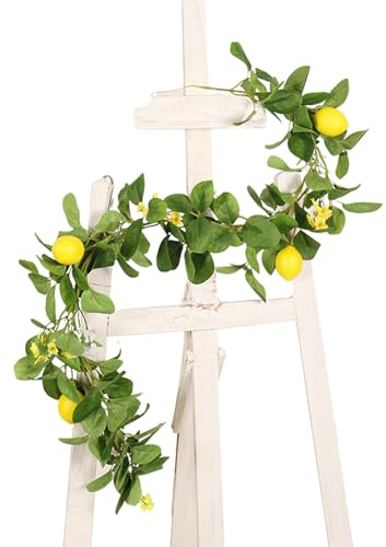 Guirnalda Decorativa de Limones Artificiales - Adorno de Pared con Frutas Amarillas y follaje Verde | Guirnalda de Frutas sintéticas Decoración Interior y Accesorio Decorativo para Cocina