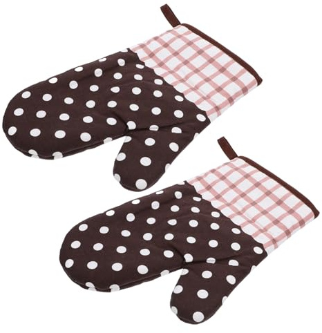 Cabilock 2pcs Thermal Gloves Kitchen Oven Mitts Heatproof Non-slip for Baking Cooking Use