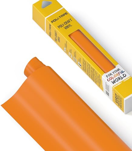 POLI-CRAFT Vinyl Klebefolie (PERMANENT) - selbstklebende Plotterfolie für DIY-Projekte, Orange matt, 30,5 cm x 183 cm