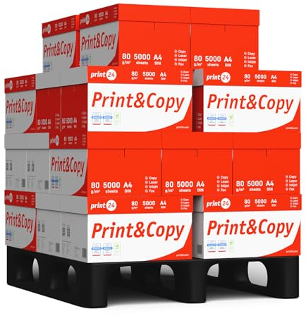 print24 Druckerpapier Kopierpapier 125000 Blatt 25 x 5000 A4 80g Premium Hochweiß CIE 160 PEFC