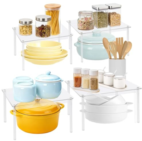 bssmmai 4 stycken hyllinsatser för köksskåp arrangör, klar kökshylla, skåphylla, stapelbar kryddhylla stående, kopphylla, bordshylla för bänkskiva