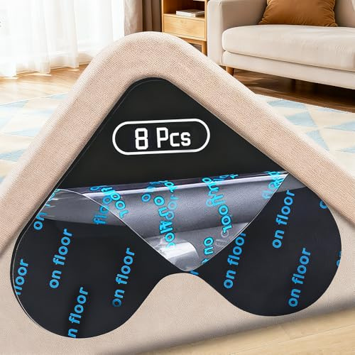 Rug Grippers for Laminate Floor, banpa Heart-shaped Anti Slip Rug Underlay Stickers, Reusable & Washable Carpet Stickers for Rugs for Wooden, Marble Floors (Pack of 8)