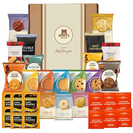 Tea & Biscuits Gift Set – Afternoon Tea Hamper with Assorted Biscuits & 12 Premium Tea Bags – Gift Hamper for Women, Men & Couples – Thank You Hamper (Gift)