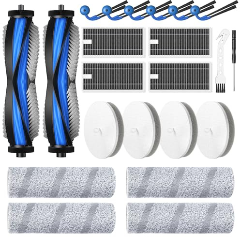 22 Pack X11 OmniCyclone Accessories for Ecovacs Deebot X11 OmniCyclone, and for Yeedi S20 Infinity Robot Vacuum,2 Roller Brush, 4 Roller Mop, 4 Sponge Filter, 4 HEPA Filter, 6 Side Brush, 2 Tools