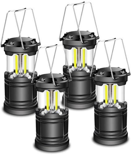 Extrastar 4 lumières LED à piles, lampe de survie portable, lampe de poche étanche pour camping, convient pour les ouragans, les urgences, les tempêtes et les coupures de courant, noir.