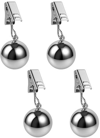 Tischdeckenbeschwerer Extra Schwer 4 Stück Stabile Tischdecken Gewichte Tischdeckenklammern Rostfreie Edelstahlkugeln mit Clips Gewichte für Tischdecke Outdoor für Vorhänge Tischdecken für Draußen
