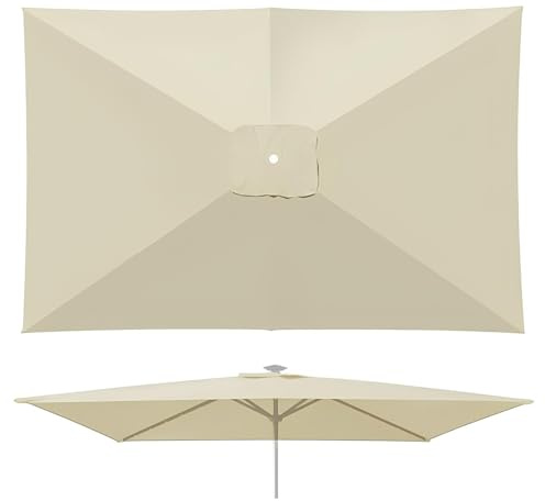 Generico Telo Di Ricambio Per Ombrellone Rettangolare 4/6/8 Stecche 200x200cm 200x300cm Copertura Per Ombrellone Tessuto Di Sostituzione Parasole Da Giardino