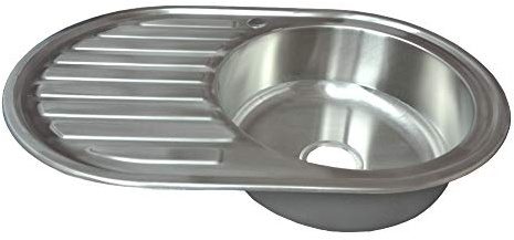 1x Einbauspüle Edelstahlspülbecken Edelstahl 304-0,8 mm - groß, oval rund mit Ablagefläche MIT Ablaufgarnitur 76,5 x 50 cm, Spüle Spülbecken 1 Becken Edelstahl Ablage Spuele