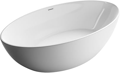 BERNSTEIN Freistehende Badewanne aus Sanitäracryl Wanne mit Doppelwandiger Konstruktion 175 x 100 x 58 cm - 5 Jahre Garantie - Standbadewanne Destino in Weiß glänzend, Acryl-Wanne