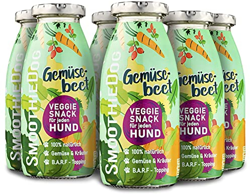 SmoothieDog Hundesmoothie 6er Gemüsebeet (vegetarisch) - Flüssiges Hundeleckerli - Zucker- & glutenfrei - je 250ml