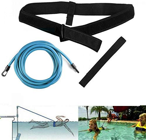 Schwimmgürtel, Widerstand, verstellbar, für Schwimmtraining, Bungee langlebig, elastisch, für Erwachsene und Kinder (Blau, 3)