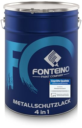 Fonteino Metalllack - Feuerrot - gebrauchsfertige Metallschutzfarbe Metallfarbe Buntlack für Metal, Eisen, Stahl, Aluminium, Zink etc. 5L