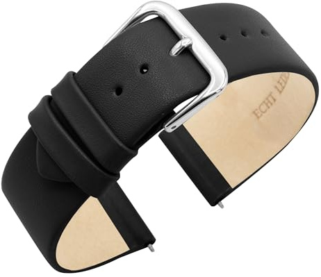 Eichmüller Uhrenarmband aus Kalbsleder, nahtlos – 10/12/14/16/18/20 mm Stegbreite – Ersatzband für Damen- & Herrenuhren, Federstege inklusive - 12 Farben