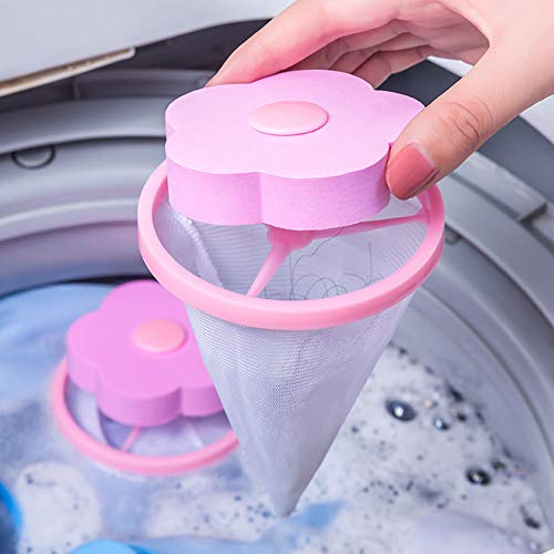 Alvinlite Mesh Filterung Filterbeutel Wiederverwendbarer Floating Flusenfänger Tierhaarentferner Wäschebeutel Blumenform Haarfilter Netz Beutel für Waschmaschine 4 Stück