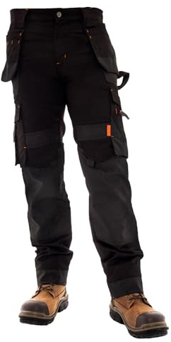 Juicy Trendz Men’s Work Trousers, Heavy Duty Cargo Combat Pants with Knee Pad & Holster Pockets, Durable Safety Workwear for Construction, Tradesmen & Electricians