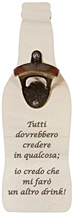 Apribottiglie da muro Stappa bottiglie birra Apri bottiglia magnetico personalizzabile e divertenti da parete in legno chiaro e ferro con calamita particolare 30x10 cm