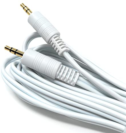 DRUT 3m 3.5mm to 3.5mm Stereo Audio AUX Cable, White | Gold Connectors, Small 3 pin Jack to Jack Speaker Lead, 10ft
